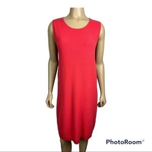 Club Monaco Coral Textured Cotton Knit Shift Dress with Back Opening Sz M